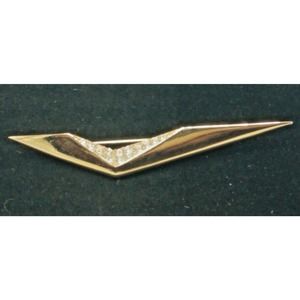Vintage PARK LANE Art Deco brooch Gold tone pave Rhinestone wedge check swoop